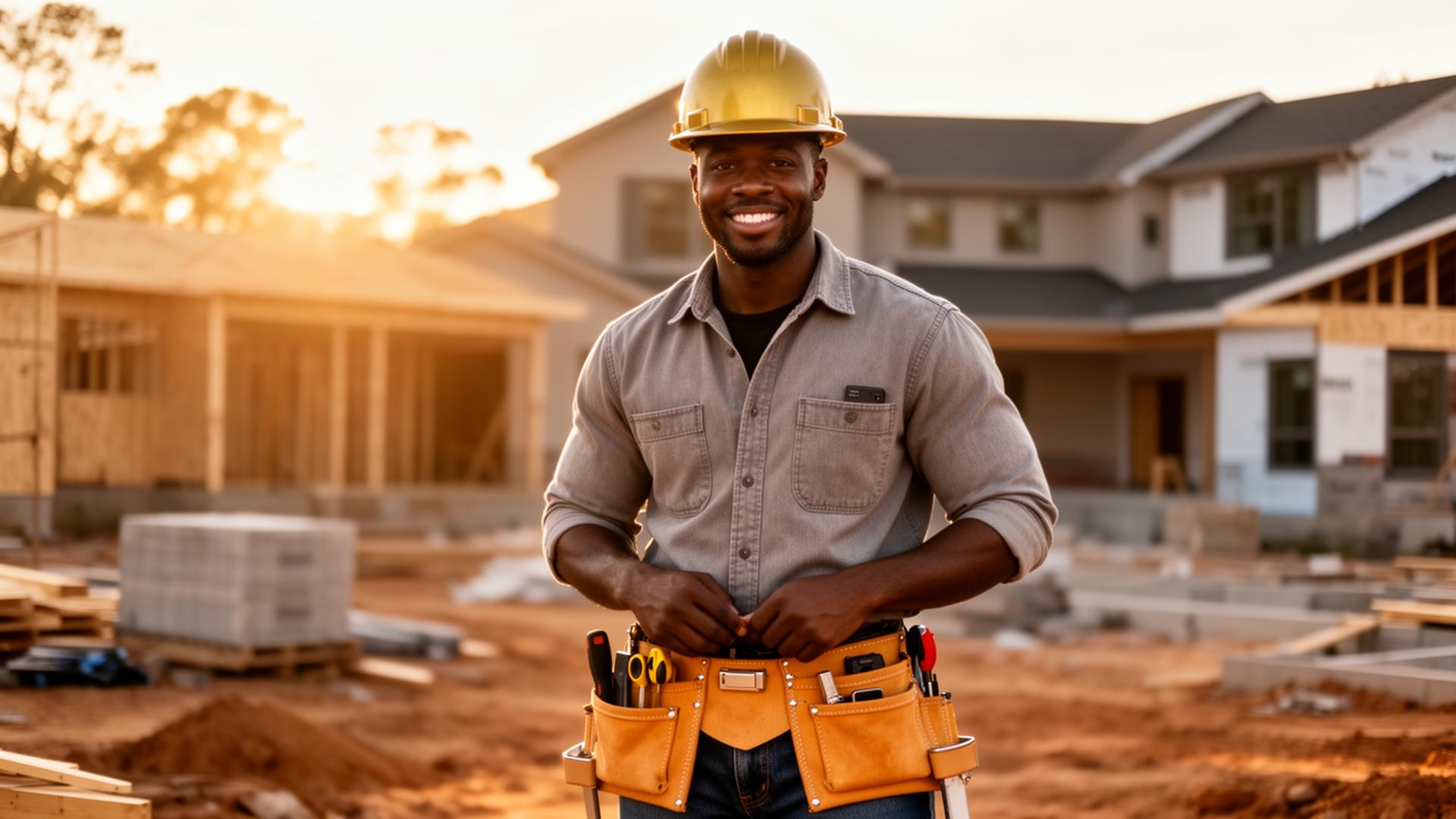 Contractor reviewing blueprints on a Kansas City job site